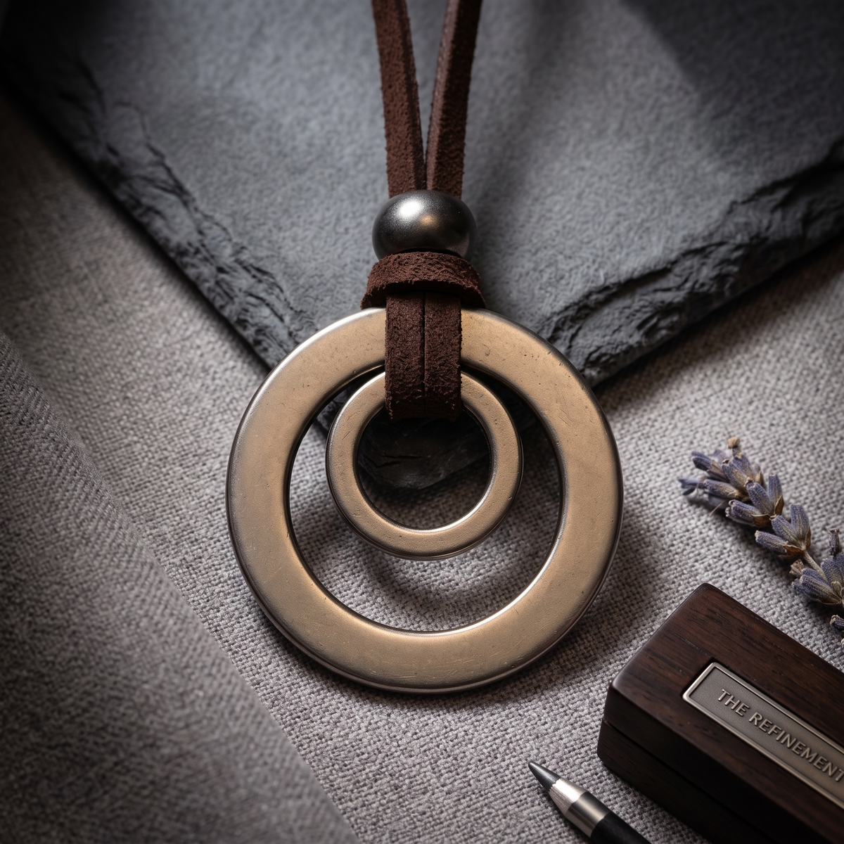 Double Ring Pendant Necklace - Unisex