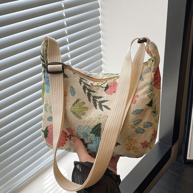 Vintage Floral Design Crossbody Bag