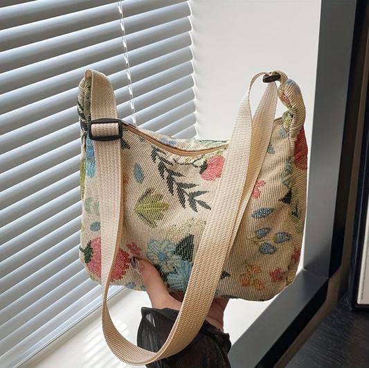 Vintage Floral Design Crossbody Bag